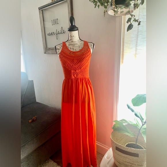 Xhilaration Orange Crocheted top Maxi - Picture 1 of 3